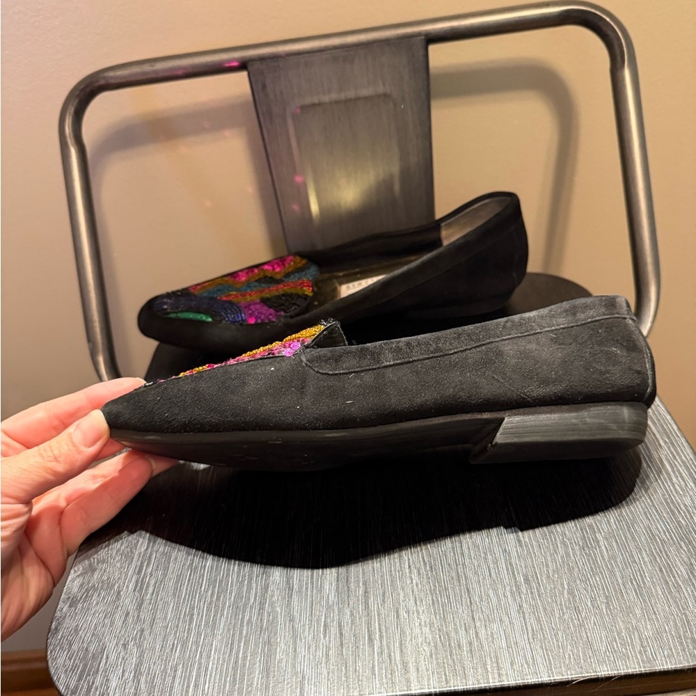 Beverly Feldman Vintage Frankie and Baby Suede Multicolor Beaded Loafers - Picture 11 of 15
